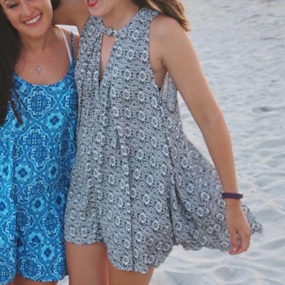 Black and white pattern tank swing dress